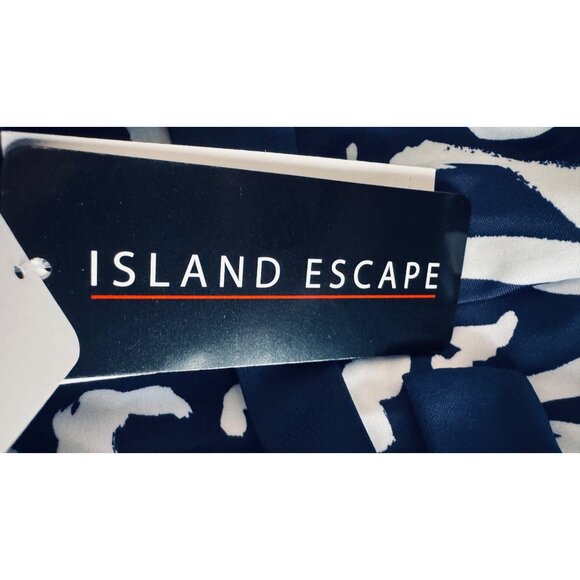 2/$30 NWT Island Escape Size 8 Waist Minimizer Navy & White Floral Tankini Top - Picture 13 of 15